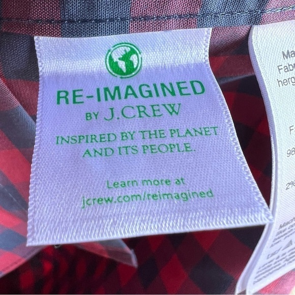 NWOT J.Crew Men’s Blue / Salmon Check Button Front Shirt, Size Small - Picture 7 of 10